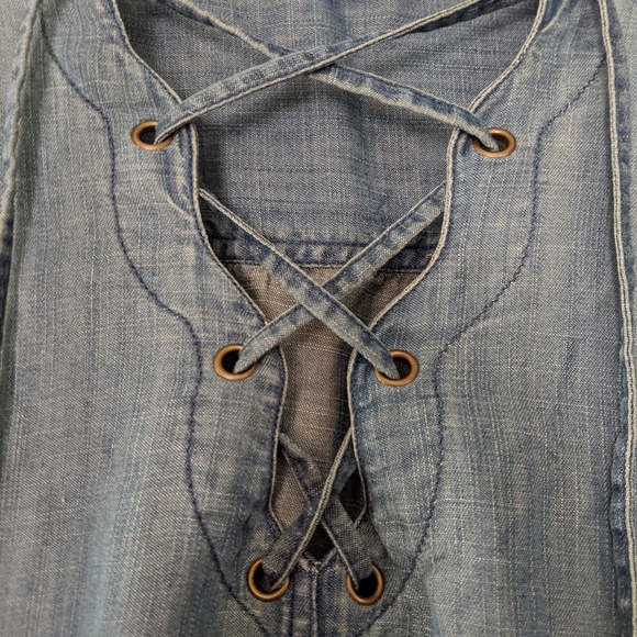 American Eagle Denim Lace Up Shirt Dress - Picture 5 of 13